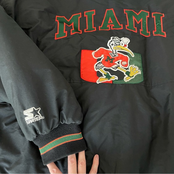 EUC VINTAGE MIAMI HURRICANES HOODED STARTER JACKET - Picture 2 of 6